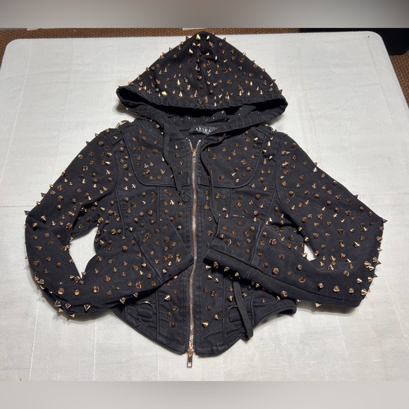 AKIRA Jackets & Blazers - AKIRA Black Bomber Jacket with Gold Studs